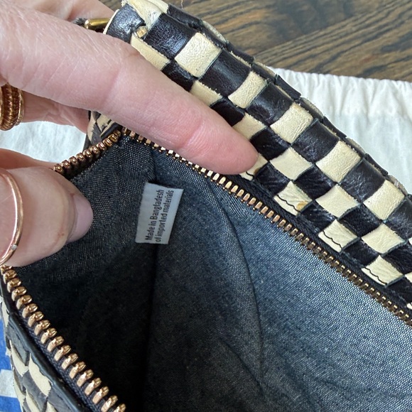 Clare V Grande Fanny Black/Cream Woven Checker Crossbody Bag Gorgeous w/dustbag - Picture 11 of 17